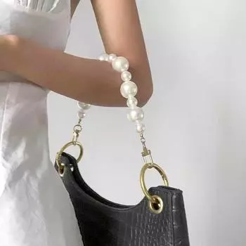 1 шт. жемчужная обернутая цепочка DIY украшение на заднюю часть сумки модные аксессуары для багажа простой ремешок для сумки браслет из бисера серебряный