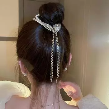 1 шт. жемчужная заколка для волос с кисточкой в виде таблеточки и хвостиком золотой