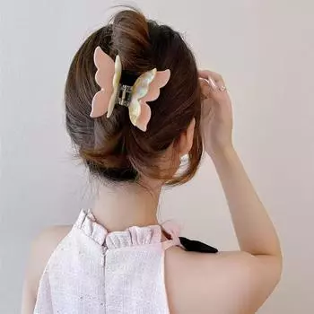 1 шт. женская элегантная и 1 шт. милая двухслойная ацетатная заколка-клип с бабочкой, супер фея градиентная красочная высококлассная заколка-акула