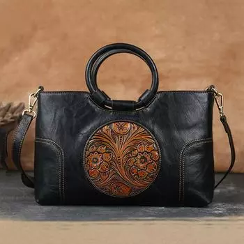 1 шт., женская элегантная сумка, роскошная дизайнерская сумка через плечо из искусственной кожи в стиле ретро с декором ручной работы.