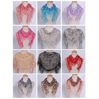 1 шт. Женская мода треугольный шарф-обертка для леди шаль с цветочным кружевом шарф-шали