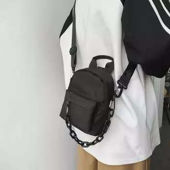 1 шт. женская однотонная нейлоновая сумка через плечо с цепочкой, нейтральная сумка для пары, подходящая для выхода в свет, повседневного ношения мобильного телефона, кошелька