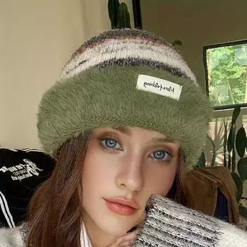 1 шт. женская повседневная вязаная шапка зимняя теплая и холодная шапка градиентная свободная шапка цветная ворсовая шапка кофейный