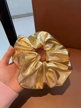 1 шт. женская серебристая кожа нишевый дизайн простой большой большая резинка для волос резинка для хвостика резинка для волос аксессуары для волос Size fits all