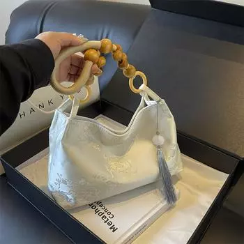 1 шт. женская сумка через плечо с бисером, нейлоновая сумка-ведро в этническом стиле для женщин