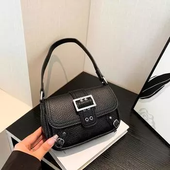 1 шт. женская сумка на плечо из искусственной кожи с узором личи, классическая, с украшением на пояс, женская сумка, атмосферная модель, подходящая для подарка на свидание