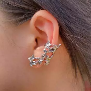 1 шт., женские антикварные серьги с весенним листом и виноградной лозой, серьги-хрящи, уникальные зажимы для ушей, цветы, ювелирные изделия ручной работы, свадебные подарки
