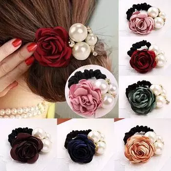 1 шт. женские аксессуары для волос модные эластичные ленты для волос с большим цветком розы One Size розовый