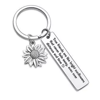 1 шт., женские и мужские вдохновляющие брелки из нержавеющей стали с подсолнухами, лучшие друзья, модные ювелирные изделия, кулон для ключей для пары A1