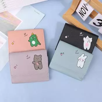 1 шт., женские короткие милые маленькие кошельки, студенческие, тройные, держатели для карт, сумка для удостоверения личности для девочек, держатели для карт, портмоне, кошельки, мультяшная сумка синий