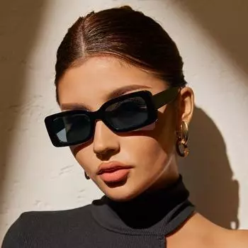 1 шт. Женские квадратные очки в оправе Boho, модные очки для женщин и мужчин, модные ретро-очки в стиле 90-х, винтажные one size чёрный