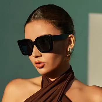 1 шт. Женские квадратные очки в оправе Boho, модные очки для женщин и мужчин, модные ретро-очки в стиле 90-х, винтажные one size чёрный