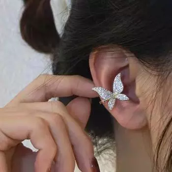 1 шт., женские манжеты для ушей, бабочки, стразы, ювелирные изделия, блестящие, без пирсинга, зажим для ушей, день рождения Right