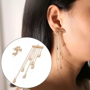 1 шт. женские мульти-цепочки со стразами и звездами, кулон, куртка, серьги для свадебной вечеринки серебряный