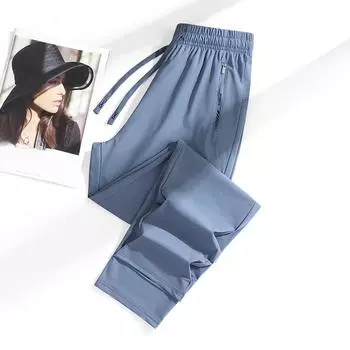 1 шт. Женские спортивные брюки Ice Silk - ультра-дышащие, легкие, зауженные, с завязками на шнурке S