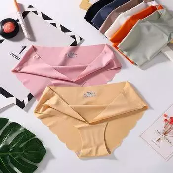 1 шт. женские трусики из ледяного шелка M-XL с низкой посадкой, удобные бесшовные трусы для женщин, сексуальное нижнее белье, женское нижнее белье M белый