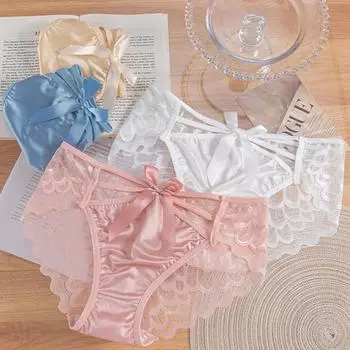 1 шт. женские трусики нижнее белье трусы кружевное хлопковое нижнее белье дышащее ажурное атласное L красный