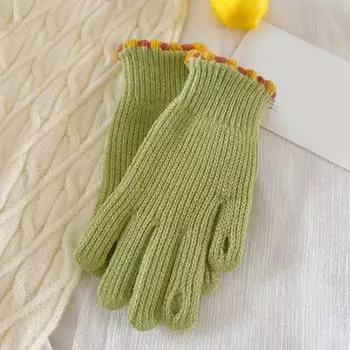 1 шт. женские зимние шерстяные перчатки маленькие вязаные желе сенсорные перчатки для верховой езды утечка для наружной войны S0P9 Pink-1 Pair