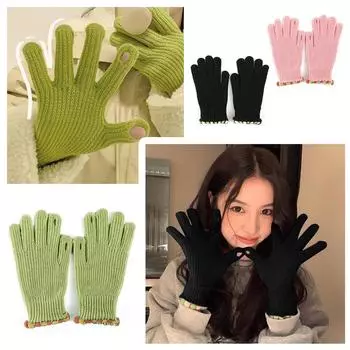 1 шт. женские зимние шерстяные перчатки маленькие вязаные желе экран для верховой езды с утечкой Bean теплые отсылают Q8A9 Pink-1 Pair