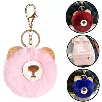 1 шт., женский брелок с медведем, пушистый милый мяч, кожаный кошелек, сумка с шармом из мультфильма