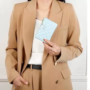 1 шт., женский кошелек из искусственной кожи на молнии, брелок для ключей, маленький кошелек с ромбовидным узором, короткий кошелек для монет, держатель для карт