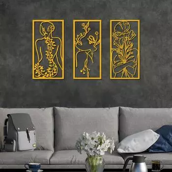 1 шт. Женский настенный декор, женское металлическое линейное искусство, стильная спальня, металлическое настенное искусство, элегантное настенное украшение, идеальный свадебный подарок светло-желтого