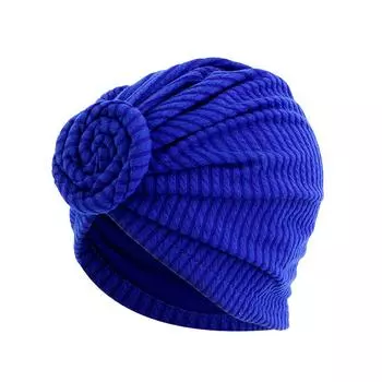 1 шт. женский платок для головы дышащий декоративный головной убор модный однотонный элегантный тюрбан шляпа топ цветок солнцезащитный хиджаб королевский синий