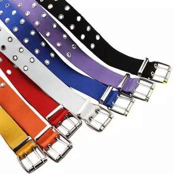 1 шт., женский портативный холщовый нейлоновый ремень с пряжкой, пояс 105 см, универсальная втулка с шипами, отверстие, 2 ряда, булавка чёрный