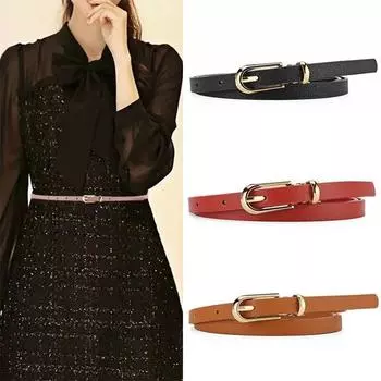 1 шт. женский ремень простой модный универсальный ремень с пряжкой из мягкой искусственной кожи с тонким ремнем для пальто и джинсов 105cm