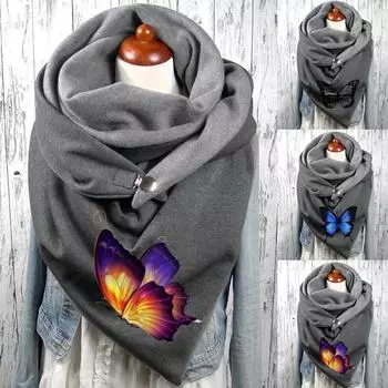 1 шт., женский шарф с принтом, модный женский многоцелевой платок в стиле ретро, шарф Free чёрный