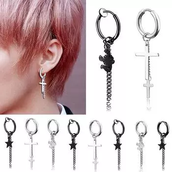 1 шт., женский зажим для ушей, индивидуальные серьги из титановой стали, мужские серьги с пряжкой для ушей 05