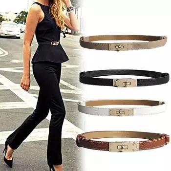 1 шт. Женское настоящее золотое платье с пряжкой, джинсы, свитер, пояс, вечерние тонкие ремни из искусственной кожи