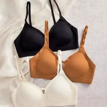1 шт./женское нижнее белье, сексуальный полый бюстгальтер пуш-ап, бесшовный ледяной шелк, дышащий бюстгальтер, комфортный съемный бюстгальтер с подкладкой, нижнее белье L чёрный