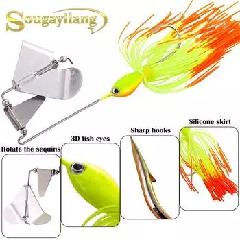 1 шт. жесткая спиннерная приманка для рыбалки, спиннербейт для пруда Magic Buzz для ловли щуки и окуня белый