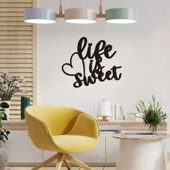 1 шт. «Жизнь прекрасна» металлическое настенное искусство очаровательный настенный декор для гостиной, спальни, офиса и столовой стильное украшение вестибюля чёрный
