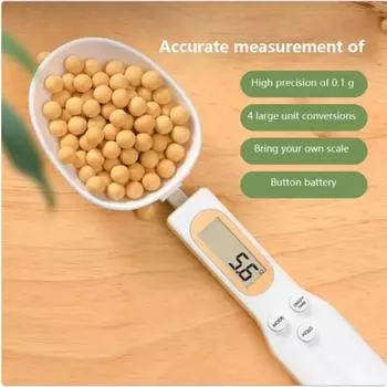 1 шт. ЖК-цифровая измерительная регулируемая ложка для взвешивания, кухонные весы, электронная мерная ложка, весы для кофейного порошка, весы для выпечки белый