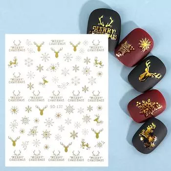 1 шт., зимние снежинки, рождественские наклейки для дизайна ногтей