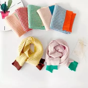 1 шт. Зимние теплые однотонные шейные платки, мягкие, удобные, милые, клетчатые шейные платки, детские шарфы, шарфы-кресты, ветрозащитные для улицы красный