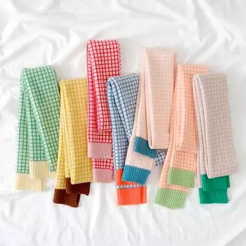 1 шт. Зимние теплые однотонные шейные платки, мягкие удобные перекрестные шарфы, шейные платки, симпатичные клетчатые детские шарфы, ветрозащитные для улицы