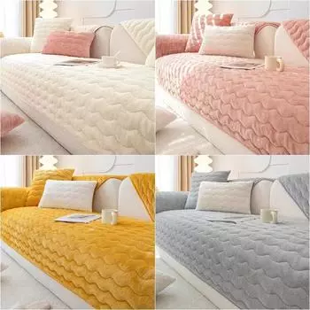 1 шт. Зимний плюшевый чехол для дивана, однотонный, противоскользящий, коврик для дивана, секционный, Г-образный, угловой, чехол для дивана для декора гостиной A 70x70