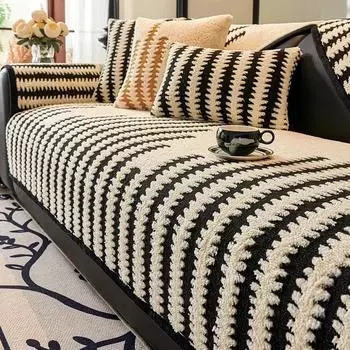 1 шт. Зимний утолщенный плюшевый чехол для дивана для гостиной, роскошный теплый коврик для дивана, Г-образный противоскользящий чехол для дивана, защитная мебель A 70x70