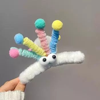 1 шт. Зимний заколка для волос с большими глазами, дофаминовая пружина, плюшевая заколка-акула, женская, забавная, милая, твист-палочка, для волос на затылке