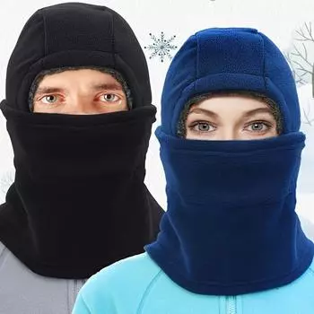 1 шт. Зимняя флисовая шапка для активного отдыха, утолщенная спортивная лыжная шапка, теплая маска для головы, ветрозащитная шапка для езды на велосипеде, защитная шапка для лица унисекс чёрный