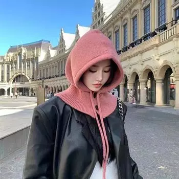 1 шт. Зимняя новая шапка-балаклава унисекс вязаная шапка для езды на открытом воздухе защита от холода завязывающаяся на шнурок цельная ветрозащитная шапка для шеи