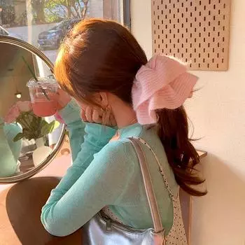 1 шт. Зимняя ретро-стиль конский хвост корейская вязаная повязка на голову нежная веревка для волос очень большого размера резинка для волос пленка розовый