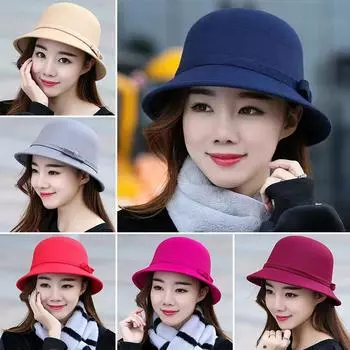 1 шт., зимняя шляпа-ведро, шляпа-котелок Fedora, шляпа с широкими полями, шерстяная фетровая шляпа-клош, мягкая женская шляпа