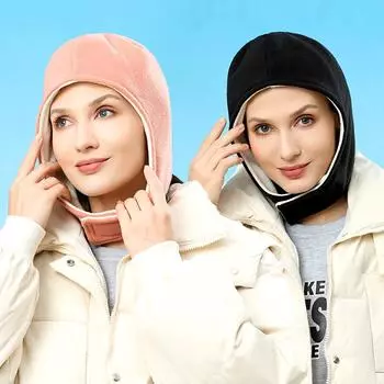 1 шт. Зимняя теплая двухслойная шапка для езды на велосипеде, защищающая от холода, утолщенная плюшевая защита для ушей, ветрозащитная, мягкая флисовая розовый