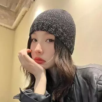 1 шт. Зимняя теплая ветрозащитная защитная шапка-пуловер для улицы, вязаная шапка, мягкая утолщенная блестящая шапка с пайетками в стиле хип-хоп