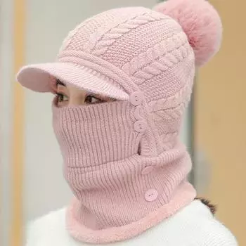 1 шт. Зимняя женская вязаная шапка-пуловер мягкая, теплая и дышащая для активного отдыха на свежем воздухе 1 pc розовый