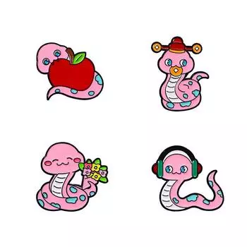 1 шт. змея милая брошь свежий значок мультфильм розовый булавка сплав